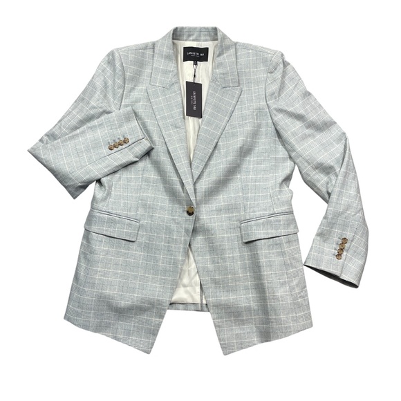 Lafayette 148 New York 14 NEW w/Tags Pale Blue Multi Single Button Blazer - Picture 1 of 7